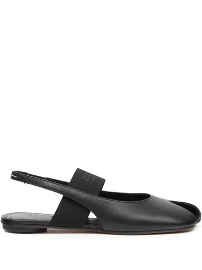 Mm6 Maison Margiela Logo Detailed Open-toe Slingback Sandals In Black