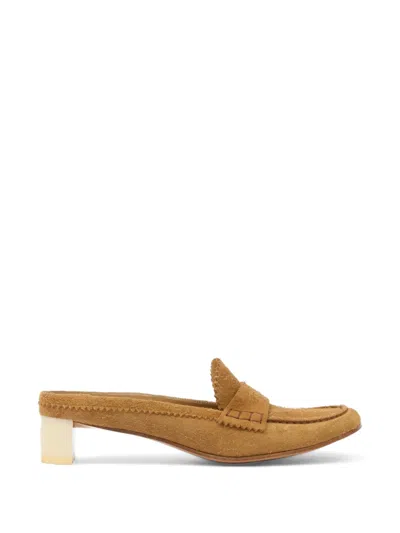 Mm6 Maison Margiela Leather Slippers In Brown