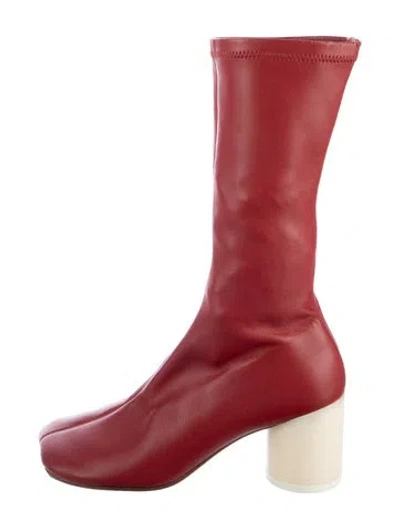 Pre-owned Mm6 Maison Margiela Leather Sock Boots In Red
