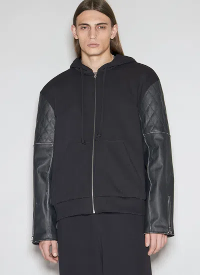 Mm6 Maison Margiela Leather Sports Jacket In Black