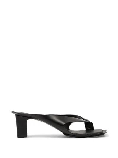 Mm6 Maison Margiela Heel Mules Strappy Square Open Toe In Black