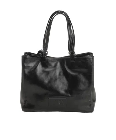 Mm6 Maison Margiela Leather Tote Bag In Black