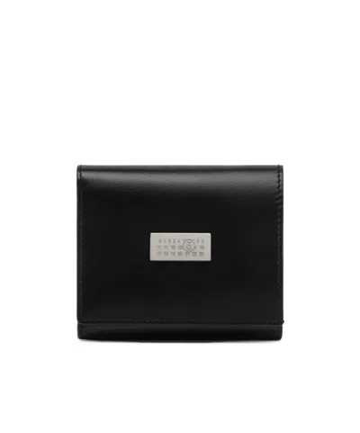 Mm6 Maison Margiela Leather Tri-fold Wallet In Black