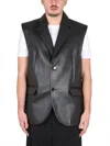 Mm6 Maison Margiela Leather Vest Sleeveless Flap Pockets