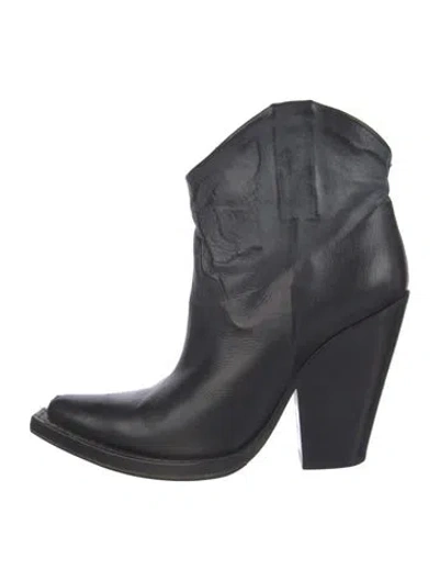 Pre-owned Mm6 Maison Margiela Leather Western Boots In Black