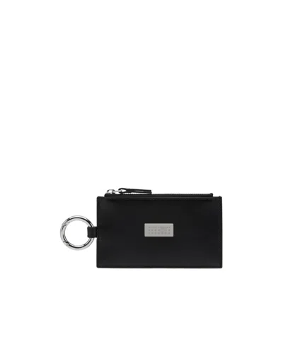 Mm6 Maison Margiela Leather Zip Wallet In Black
