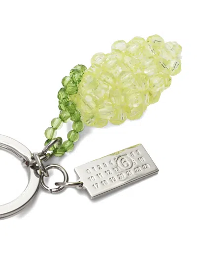 Mm6 Maison Margiela Lemon-shape Beaded Keyring In Green