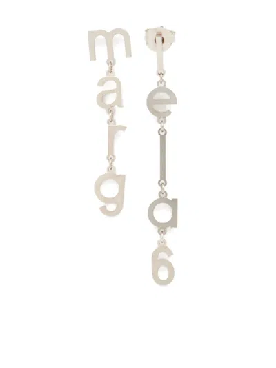 Mm6 Maison Margiela Letter Logo Earrings In Yellow