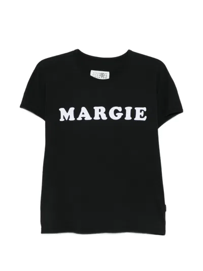 Mm6 Maison Margiela Lettered T-shirt In Black