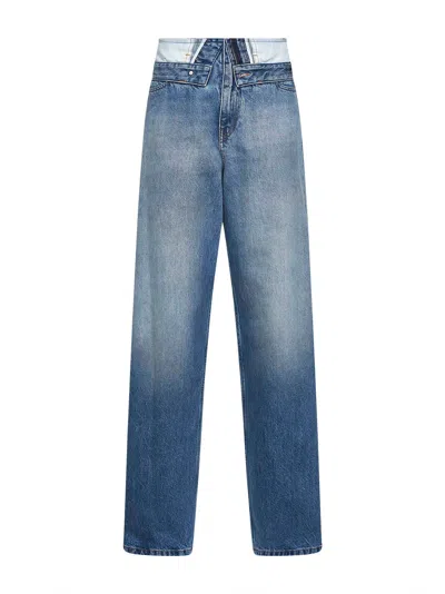 Mm6 Maison Margiela Light Blue Washed Jeans With Layered Waistband