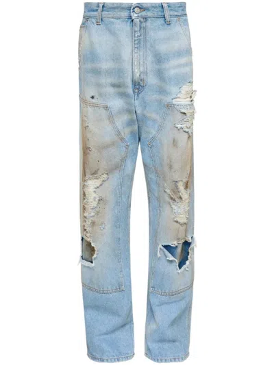 MM6 MAISON MARGIELA LIGHT BLUE DISTRESSED RELAXED-FIT JEANS
