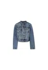 Mm6 Maison Margiela Light Blue Jacket For Girl With Paint Splashes In Denim