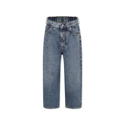 Mm6 Maison Margiela Light Blue Jeans For Kids With Logo In Denim