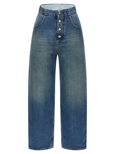 Mm6 Maison Margiela Women Sky Blue Wide-leg Denim Cotton Jeans, 26 Luxury Jeans For Women Darveys