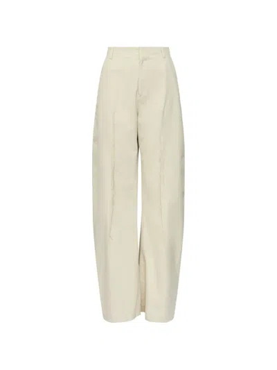 Mm6 Maison Margiela Light Cotton Twill Wide-leg Trousers In Neutral