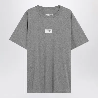 Mm6 Maison Margiela Light Grey T-shirt With Numeric Signature Patch In Multi
