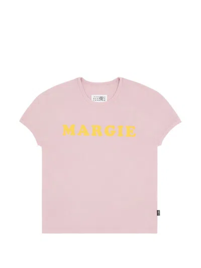 Mm6 Maison Margiela Light Pink Typography T-shirt In Multi