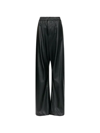 Mm6 Maison Margiela Light Pleather Wide-leg Trousers In Black