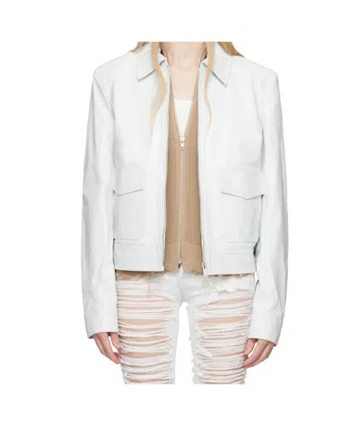 Mm6 Maison Margiela Light Sports Leather Jacket In White