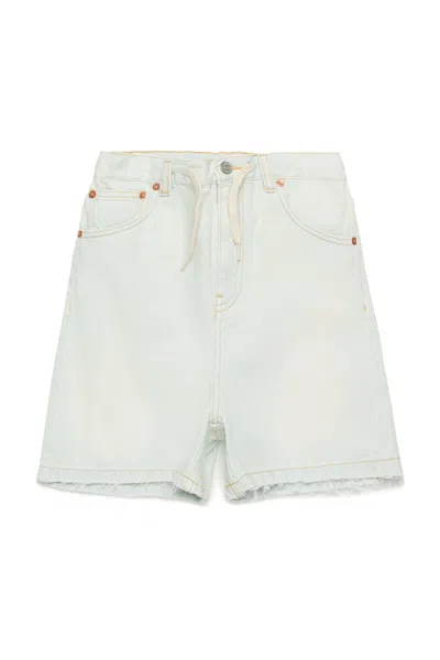 Mm6 Maison Margiela Kids' Light Worn-effect Denim Shorts In Blue