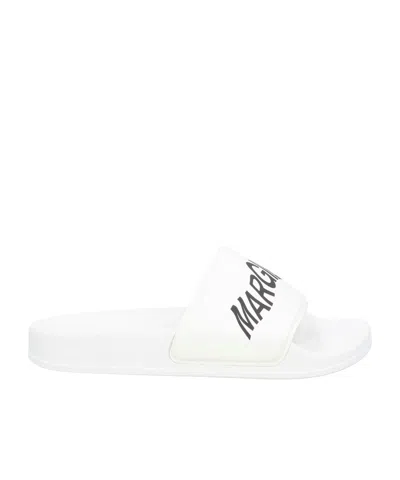 Mm6 Maison Margiela Lightweight And Stylish Leather Slide Sandals In White