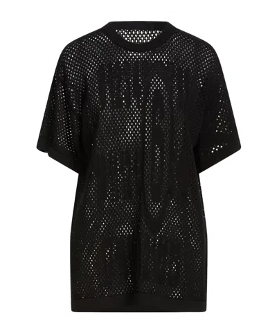 Mm6 Maison Margiela Lightweight Short-sleeve Knit Sweater In Black