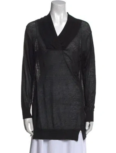 Pre-owned Mm6 Maison Margiela Linen V-neck Tunic W/ Tags In Black