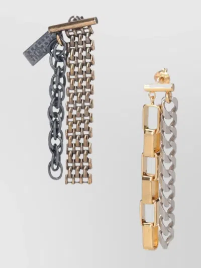 Mm6 Maison Margiela Link Chain Drop Earrings Mixed Metal In Gold