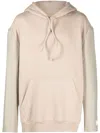 Mm6 Maison Margiela Logo-appliqué Contrast-sleeve Hoodie In Neutrals