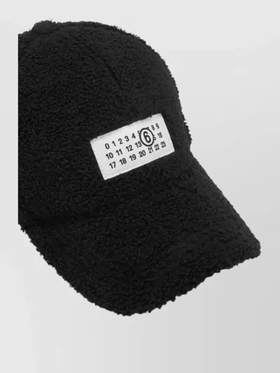 Mm6 Maison Margiela Logo Baseball Cap Reversible Fleece Nylon In Black