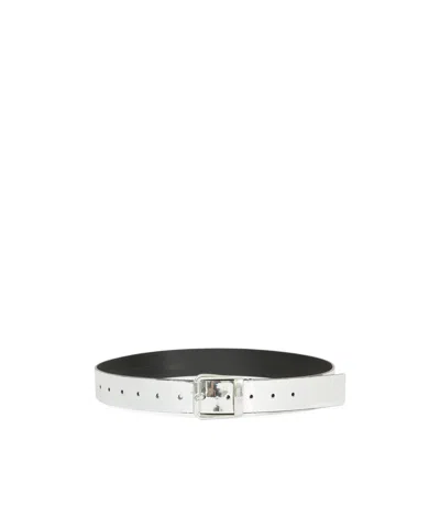 Mm6 Maison Margiela Logo Belt In Silver