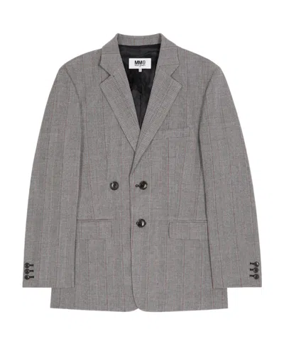 Mm6 Maison Margiela Logo Blazer In Gray