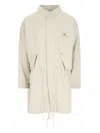Mm6 Maison Margiela Logo Patch Drawstring Waist Coat In Cream