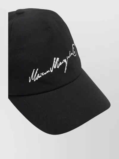 Mm6 Maison Margiela Logo Cotton Baseball Cap Unisex In Black