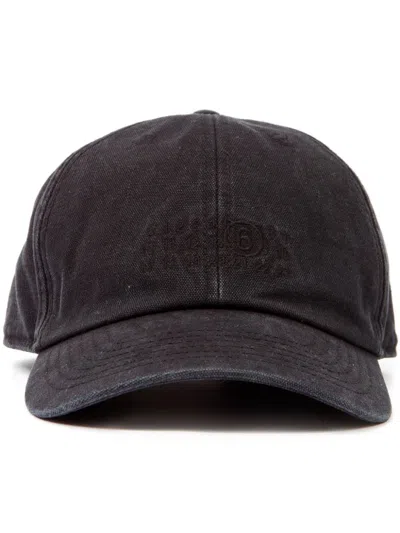 Mm6 Maison Margiela Logo Cotton Cap In Black