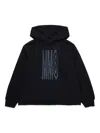 Mm6 Maison Margiela Logo Cotton Hoodie In 黑色