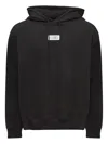 Mm6 Maison Margiela Mm6 By Maison Margiela Emblazoned Black Hoodie With Drawstring And Ribbed Finishes