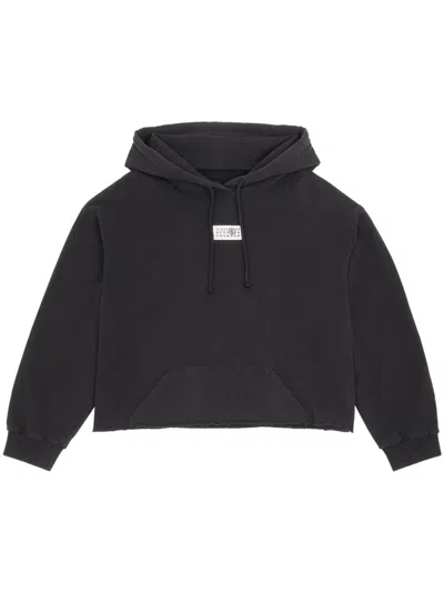 Mm6 Maison Margiela Black Cotton Logo Hoodie For Women