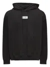 Mm6 Maison Margiela Mm6 By Maison Margiela Emblazoned Black Hoodie With Drawstring And Ribbed Finishes In Black