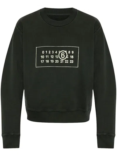 Mm6 Maison Margiela Signature-numbers Cotton Sweatshirt In Black