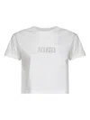 Mm6 Maison Margiela White Jersey Cropped Numeric Signature T-shirt