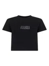 Mm6 Maison Margiela Black Jersey Cropped Numeric Signature T-shirt In Black