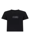 Mm6 Maison Margiela Black Jersey Cropped Numeric Signature T-shirt In Black
