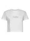 Mm6 Maison Margiela White Jersey Cropped Numeric Signature T-shirt