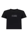 Mm6 Maison Margiela Black Jersey Cropped Numeric Signature T-shirt In Black