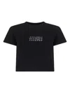 Mm6 Maison Margiela Crop T-shirt With Number Graphics In Black