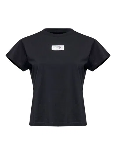 Mm6 Maison Margiela Patch Cotton T-shirt In Black
