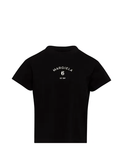 Mm6 Maison Margiela Logo Cotton T Shirt In Black