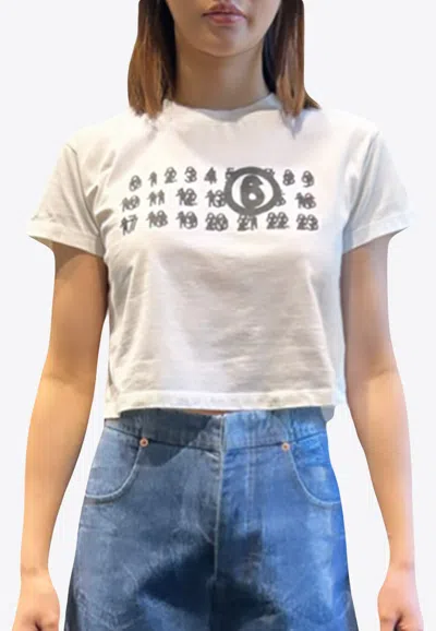 Mm6 Maison Margiela Logo Cropped T-shirt In White