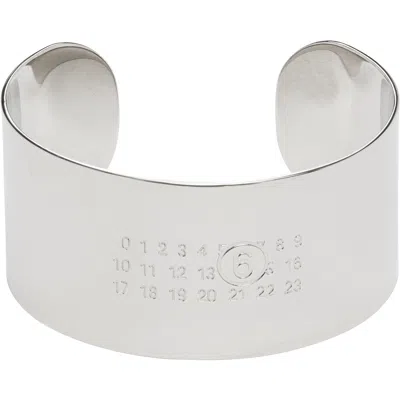 Mm6 Maison Margiela Logo Cuff Bracelet In 951 Palladio Lucido